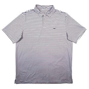 Vineyard Vines Performance Polo Shirt Mens Large Striped Navy Red White Golf L